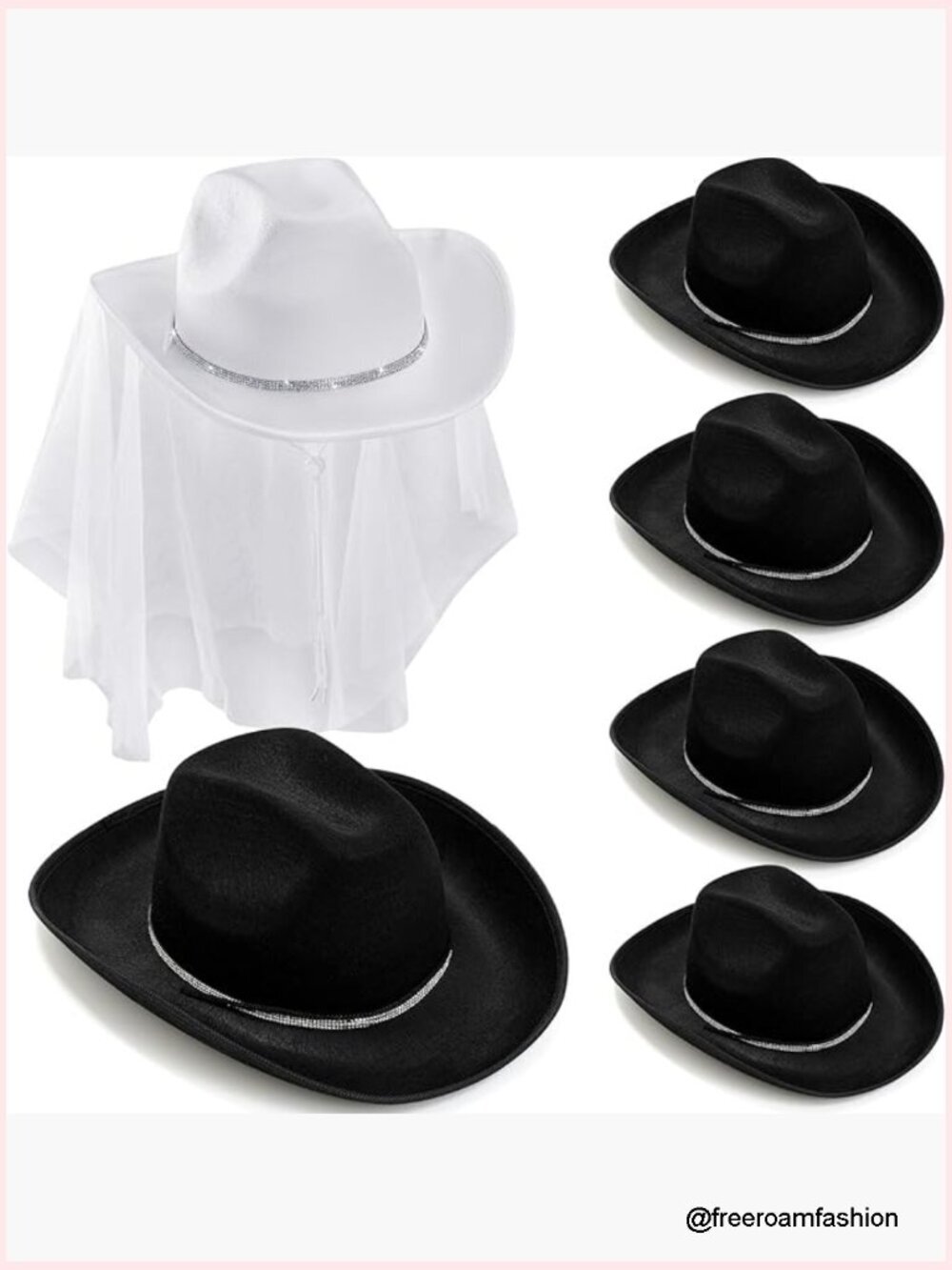 6 Pack Western Rhinestone Hats Bachelorette Bridal Shower Party